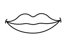 a black and white drawing of a mouth with an arrow pointing to the right side