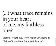 the text reads, what trace remains in your heart of me, my fatherless one?