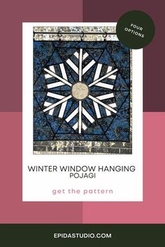 a book cover with the title winter window hanging pojaa get the pattern on it