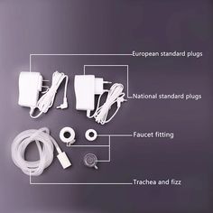 an image of the contents of a power adapter and plugged in cords on a purple background