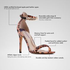 Command attention with Venus, our powerful yet feminine double strap stiletto sandal. Inspired by the Roman goddess of love and beauty, its versatility and flair make these designer vegan heels truly fit for a goddess. Goddess Of Love And Beauty, Vegan Heels, Apple Leather, Leopard Print Sandals, Luxury Footwear, Roman Goddess, Elegant Sandals, Goddess Of Love, A Goddess