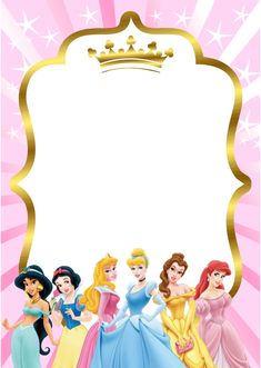 an image of princesses in front of a pink background