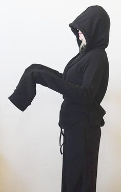 1 Women Dark Black Overlong Extra Long Sleeves Asymmetric Cut Women Hoodie Top Swearshirt Black Long Sleeve Hoodie With Detachable Hood, Black Hoodie With Detachable Hood, Fitted Black Hooded Sweatshirt, Black Fitted Hooded Sweatshirt, Black Funnel Neck Sweatshirt With Drawstring Hood, Black Hoodie With Detachable Hood For Fall, Black Hoodie Sweatshirt With Detachable Hood, Black Stretch Long Sleeve Hooded Jacket, Black Stretch Hooded Jacket