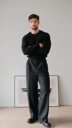 Minimalist Fashion Men Black, Men Smart Casual Outfit Classy, Men Formal Outfit, Old Money Aesthetic Outfit, Classy Old Money, Black Outfit Men, Dressing Well