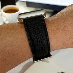 Exclusively designed and sold by QP Watchbands.   Apple Watch Band Black Genuine Leather Watchband 38/40/41MM 42/44/45/49MM Series 1-9 SE Ultra 1&2 Matching Adapter and Buckle Options Black Genuine Leather Apple Watch Band with matching Adapter and Buckle We can change out the adapter and buckle to match your Apple Watch Silver-Gold-Black-Rose Gold The Apple Watch Band is compatible for all Apple Watches 38MM 40MM 41MM 42MM 44MM 45MM 49MM  Apple Watch Series 1 2 3 4 5 6 7 8 9 SE Ultra 1&2 They come with Apple Watch adapters.  No tools needed to connect the apple watch easily. Purchase includes  1 X Black Leather Apple Watch Band with matching adapter and buckle Apple Watch not included Fit wrist: 5.5"~ 8" Quality Plus Watchbands Black Watch Band For Everyday Use, Black Watch Bands With Wrist Strap For Everyday Use, Black Leather Strap Apple Watch Band For Everyday Use, Black Bracelet Strap Apple Watch Band For Everyday, Black Rectangular Bracelet Strap Watch Band, Business Leather Apple Watch Band In Black, Modern Black Watch With Wrist Strap, Modern Black Watch Wrist Strap, Business Black Leather Apple Watch Band