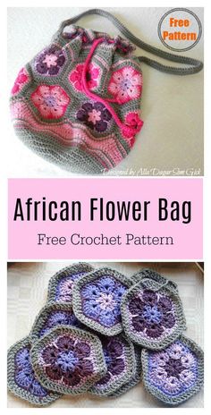 the african flower bag is free crochet pattern