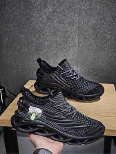 Black  Collar   Plain  Embellished   Men Shoes New Man, Running Shoes, Men's Shoes, Spring Summer, Lace Up, Running, Collar, Lace, Black