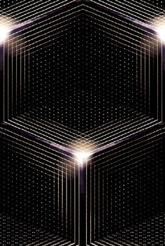 an image of some lights in the middle of a hexagonal pattern on a black background