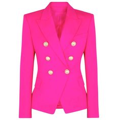 Pink Formal Blazer With Button Closure, Pink Blazer With Button Closure For Formal Occasions, Pink Party Blazer With Button Closure, Pink Workwear Blazer, Pink Button Closure Blazer For Work, Pink Double-breasted Blazer With Buttons, Pink Blazer With Button Closure For Office, Pink Blazer With Button Closure For Work, Chic Pink Blazer With Button Closure