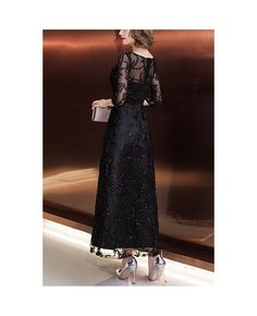 Buy modest black lace ankle length homecoming dress with sheer sleeves at cheap price online. Free stable shipping and pro custom service since 2009. Black Sheer Lace Evening Dress, Black Lace Dresses With Illusion Neckline, Black Lace Dress With Sheer Sleeves For Formal Occasions, Black Formal Lace Dress With Sheer Sleeves, Black Fitted Evening Dress With Lace Patchwork, Black Lace Dress With Illusion Neckline, Elegant Black Floor-length Lace Dress, Black Evening Dress With Illusion Neckline For Night Out, Black Sheer Lace Dress For Wedding