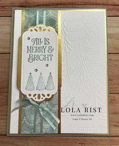 a christmas card with the words all is merry and bright written in gold on it