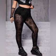 I Bought These Off Another Seller And They Are Too Big For Me. Brand New, Worn Only When Tried On. Tag Says 1xl But Seem A Lot More Like A Xxl. Smoke Free, Pet Friendly Home. #Sheinleggings #Spiderwebleggings #Gothleggings Alternative Thigh High Bottoms For Halloween, Alternative Thigh-high Bottoms For Halloween, Alternative Thigh High Halloween Bottoms, High Waist Black Halloween Bottoms, High Waist Black Bottoms For Halloween, Halloween Grunge Bottoms For Night Out, Gothic Thigh-high Bottoms For Halloween, Gothic Leggings For Halloween, Gothic Halloween Leggings For Alternative Fashion