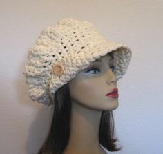 Crochet Slouchy Newsboy Cap Adult Off by CreativeDesignsbyAmi, $27.00 Cream Crochet Hat, One Size Fits Most, Cream Crochet Hat One Size Fits Most, Adjustable Cream Crochet Cap, Cream Crochet Hat One Size, Cream Yarn Cap, Brimmed Cream Crochet Hat, Cream Brimmed Crochet Hat, Cream Hand-knitted Crochet Hat, Cream Crochet Hat Hand Knitted