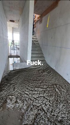 the stairs are covered in dirt and cement