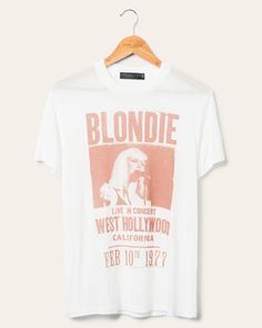 Women's Blondie West Hollywood Vintage Tissue Tee | Junk Food Clothing Debby Harry, Hollywood Vintage, West Hollywood California, Food Clothes, The Concert, Graphic Tees Vintage, Rock T Shirts, Concert Tees, Retro Logo