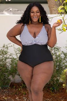 swimwear, one piece, black, striped, sleeveless Pantyhose Skirt, Off Shoulder Dresses, Swimsuit Black, Swimming Costume, Top Pants Set, Curvy Girl Outfits, Curvy Girl Fashion, Model Fits, Curvy Outfits