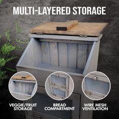 an advertisement for a vegetable storage unit with instructions on how to use it and where to place the vegetables