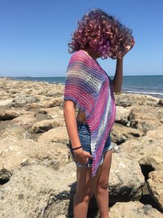 Knitted woman poncho summer shawl swimsuit cover pink shrug | Etsy Bohemian Knitted Shawl For Beach, One Size Knitted Poncho For The Beach, Hand Knitted Bohemian Poncho For Beach, Bohemian Hand Knitted Poncho For Beach, Pink Bohemian Poncho For Spring, Spring Bohemian Pink Poncho, One Size Bohemian Pink Poncho, Casual Summer Shawl One Size, Casual One Size Shawl For Summer