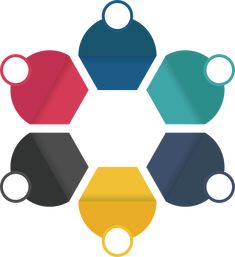 four different colored objects arranged in a circle