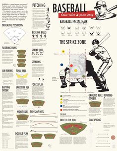 baseball info sheet with instructions on how to throw the ball and where to catch it