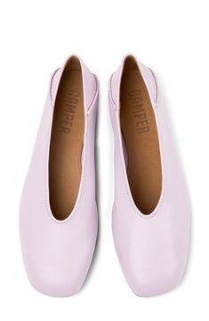 This timeless leather flat features a collapsible heel that provides slip-on convenience and multiple styling options. Leather upper/leather and recycled-polyester lining/synthetic sole Imported Modern Slip-on Ballet Flats For Summer, Leather Slip-on Ballet Flats For Spring, Chic Slip-ons With Rubber Sole For Spring, Chic Slip-on Ballet Flats With Leather Lining, Pink Leather Slip-on Flats, Chic Leather-lined Slip-on Ballet Flats, Chic Leather Slip-on Ballet Flats, Spring Leather Lined Closed Toe Ballet Flats, Spring Ballet Flats With Leather Lining