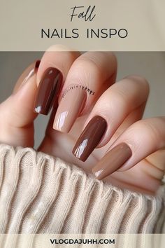 Fall Brown Nail Colors, Brown Tone Nails, Fall Color Nails Autumn, Autumn Nails Brown, September Nail Colors, Fall Nails Brown, Brown Manicure, Brown Nail