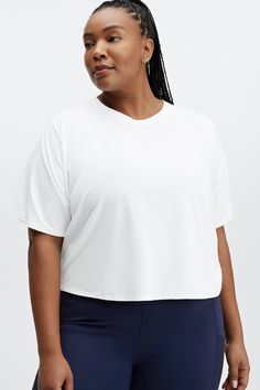 Eco-Conscious Twist Back Short-Sleeve Tee Fabletics white female Activewear >> Womens >> Tops >> Short Sleeve T-Shirts >> Short-Sleeve Top plus Training Made with recycled materials! Click here to learn how we’re committed to keeping the earth in good shape. Moisture-wicking Relaxed Fit Tops, White Cropped Short Sleeve T-shirt For Workout, Solid Color Relaxed Fit Tops For Athleisure, Solid Relaxed Fit Tops For Athleisure, Solid Relaxed Fit Athleisure Tops, Relaxed Fit Short Sleeve Tops For Workout, White Cropped T-shirt For Workout With Crew Neck, Relaxed Fit Short Sleeve Workout Tops, White Cropped T-shirt With Crew Neck For Workout