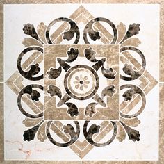 an artistic tile design with black and white designs