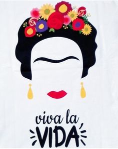 an image of a woman with flowers on her head and the words vida written in spanish