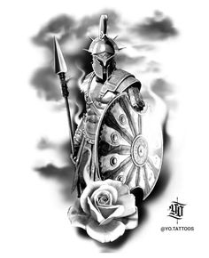 Spartan Tattoos, Warriors Tattoo, Ancient Greek Design, Viking Warrior Tattoos, Black Grey Tattoo