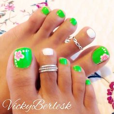 Instagram media by vickyberlesk #nail #nails #nailart Toenail Art Designs, Spring Pedicure, Toenail Art, Pedi Ideas, Toenail Designs, Pretty Toe Nails, Summer Toe Nails