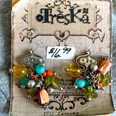 Never Worn But The Card Is Peeling A Little Grunge Ring, Boho Art Deco, Beaded Chandelier Earrings, French Wire Earrings, Multicolor Earrings, Dangle Hoop Earrings, Fish Hook Earrings, Leverback Earrings, Beaded Dangle Earrings