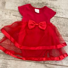 Nwt Baby Red Onesie Dress Playful Red Party Dress, Red Holiday Dress With Red Bow, Holiday Red Dresses With Red Bow, Playful Fitted Red Dress, Red Christmas Playtime Dress, Red Short Sleeve Dress For Playtime, Casual Red Short Sleeve Dresses, Red Spring Playtime Dresses, Cute Red Holiday Dresses