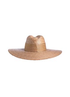 Our wide palma Goldie hat is elegant and flawlessly finished with a golden trim. Its body is braided by artisan hands and interlaced with palm leaves to create the finished design. Style/Fit:100% Palm Leaf, Tan ColorFedora Top CrownElastic Gold TrimInner ElasticSpot/Special Cleaning Size:Crown 4”Brim 14 cm(One Size) Standard Medium 58 cm Adjustable Gold Chic Straw Hat, Luxury Adjustable Gold Straw Hat, Gold Straw Brimmed Hat, Beige Upf 50+ Toquilla Straw Hats, Beige Lightweight Straw Hat, One Size, Palm Leaf, Palm Leaves, Straw Hat, Design Style