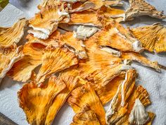 a pile of dried mushrooms sitting on top of a table