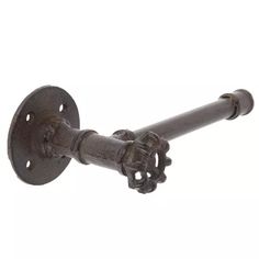 an iron pipe with two gears attached to it