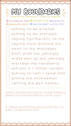 a printable to do list with the words'my boundariess'on it