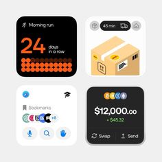 four different app icons, each showing the same amount of money as well as numbers