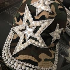 This Is A Beautiful Never Worn One Size Fits All, Blinged And Glammed Camouflaged Baseball Cap With Velcro Closer. Yankee Hat, Bling Hat, Fancy Socks, Diy Outfits, Fashion Trend Inspiration, Custom Made Hats, Diy Wings, Dope Hats, Embellished Clothing