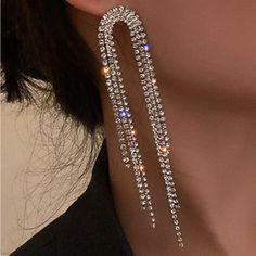 3 Available. Long Drop Diamond Earrings Long Bridal Earrings, Long Silver Earrings, Long Tassel Earrings, Tassel Drop Earrings, Party Earrings, Crystal Drop Earrings, Rhinestone Earrings, Elegant Earrings, Tassel Earrings