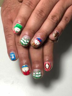 Manicura de south park en hombre chile That 70s Show Nails, South Park Nail Designs, South Park Inspired Nails, Southpark Nails, South Park Outfits, South Park Aesthetic, King Nails