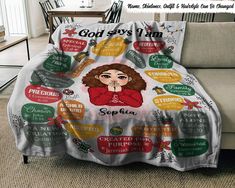 Christmas God Says I Am - Personalized Blanket - Best Gift For Christmas, Inspirational Gifts, Religious Gifts Bible Verse Christian Gifts Our blanket adds a touch of sophisticated glamour, plus offers an added layer of cozy warmth--perfect for chilly nights and all-season months. It brings effortless warmth and beauty to any master suite bed, tufted chaise, or oversized reading chair. This soft and extra-warm premium fleece blanket is perfect for the cold season. With two layers, this soft fleece blanket can keep you warm and make your room looks more colorful despite the dull and bleak winter. ✅ FLEECE BLANKET 💟 FEATURES ✔️Material: Velboa top layer for printing and sherpa underside for keeping the warmth. With two layers of soft and cozy fabric, our custom premium fleece blanket gives Oversized Reading Chair, Christian Blanket, I Am Special, Seasons Months, Customized Blankets, Special Person, Religious Gifts, Christian Gifts, Throw Quilt