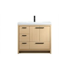 an image of a bathroom vanity with drawers and a faucet on the side