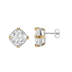 METAL SPECIFICATIONS Two Tone Gold 14K STONE SPECIFICATIONS Stone Name : Old Miner Stone Cut : Cushion Stone Details : There is one cushion old miner diamond approx. 3 carats (Approx. Size 7 x 7 mm) in each earring. Natural earth mined diamonds. Approx. Age of Diamonds : Over a Billion years old Place of Formation : At depths between 93 to 155 miles in the Earth mantle Color : G Clarity : VS1 Total : Approx. 6 Carats EARRING SPECIFICATIONS Overall Size (mm) : Approx. Height 9 mm x Width 9 mm App Earth's Mantle, Natural Earth, 3 Carat, Stone Cuts, Stone Names, Diamond Studs, Two Tone, Stud Earrings, Cushions