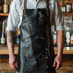 Bar Apron, Leather Apron, Leather Bar, Classic Cocktails, Cowhide Leather, Sleek Design, Apron, Adjustable Straps, Bar