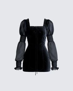 Put them under your spell and make them yours 🖤 This black mini dress, made from heavy stretch knit velvet and chiffon fabric, is complete with a square neck and inner corset boning. This look will turn you into the kind of baddie that only the brave could handle 😏 Fitted Ruched Corset Dress With Square Neck, Goth Mini Dress, Square Neck Ruched Corset Dress For Parties, Black Square Neck Corset Dress For Evening, Evening Mini Dress With Boned Bodice And Square Neck, Square Neck Mini Dress With Boned Bodice For Evening, Square Neck Boned Bodice Corset Dress For Date Night, Fitted Mini Corset Dress For Fall, Fitted Mini Length Corset Dress For Fall