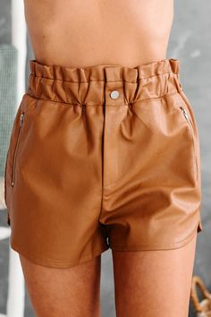 Be Cute And Stylish In These Tan, Paperbag Waist, Faux Leather Shorts! $40, FAST AND FREE US SHIPPING! Afro Glam, Faux Leather Shorts, Faux Fur Coats, Flying Monkey Jeans, Boots Accessories, Chenille Sweater, Look Older, Trendy Chic, Sweater Dresses