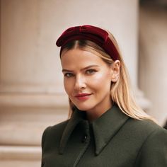 This deep red velvet headband is perfect for adding a touch of glam to any outfit. The bold bow will make you feel like a movie star on the red carpet! Ideal for those special occasions when you want to look your most fab! Fits all head sizes. Outfit by Laura Green: Argentina Jacket and Skirt. Rachel Trevor Morgan, Deep Red Velvet, Headband With Bow, Bespoke Hats, Velvet Headband, Jackie O, Royal Ascot, Saint James, Movie Star