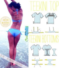 Diy Bathing Suit, Diy Kostüm, Old Shirts, Short Hairstyle, Old T Shirts, Recycle Clothes, Refashion Clothes