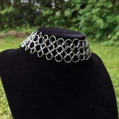 Hand woven European 4 in 1 chainmail choker necklace. Adjustable in length from 32.5cm/12.7in - 36cm/14in. Made in stainless steel jumprings that are 10mm/1mm(18g). Closes with a lobster claw clasp. Metal Chain Link Choker As Gift, Adjustable Chain Link Choker As Gift, Silver Chainmail Choker As A Gift, Metal Chainmail Choker As A Gift, Party Chainmail Metal Necklace, Silver Chainmail Necklaces, Elegant Metal Chainmail Choker, Metal Chainmail Choker Necklace, Silver Metal Chainmail Choker